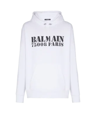 Felpa con cappuccio stampata Balmain Stamp