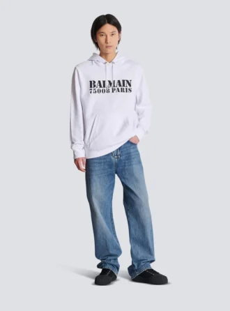 Felpa con cappuccio stampata Balmain Stamp
