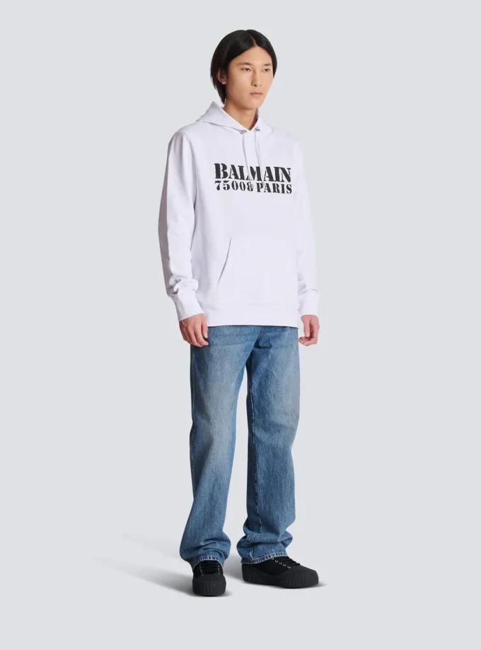 Felpa con cappuccio stampata Balmain Stamp Felpa con cappuccio stampata Balmain Stamp