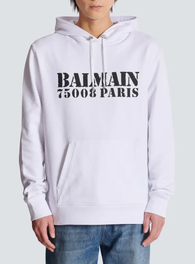 Felpa con cappuccio stampata Balmain Stamp Felpa con cappuccio stampata Balmain Stamp