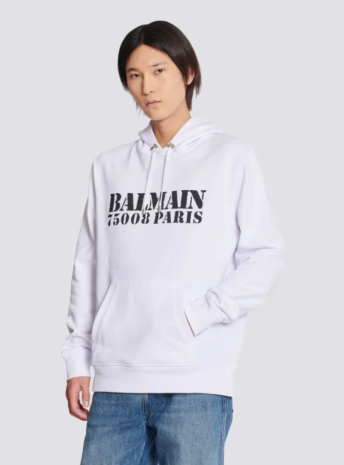 Felpa con cappuccio stampata Balmain Stamp Felpa con cappuccio stampata Balmain Stamp