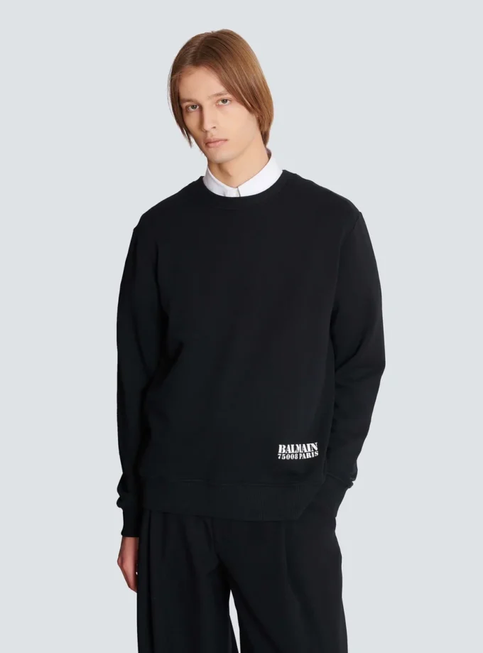 Felpa con stampa Small Balmain Stamp Felpa con stampa Small Balmain Stamp