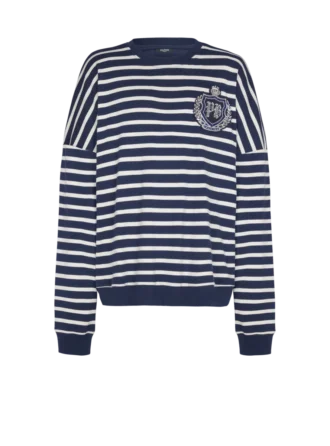 Felpa in cotone con emblema College e righe bretoni