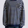 Felpa in cotone con emblema College e righe bretoni Felpa in cotone con emblema College e righe bretoni