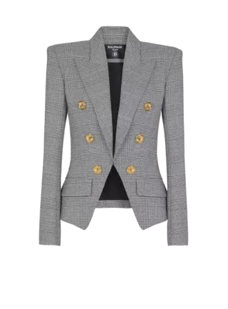 Giacca a 6 bottoni in jacquard Principe di Galles