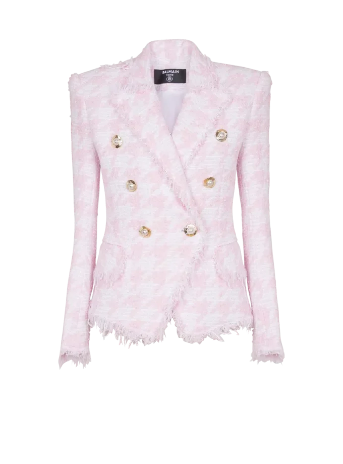 Giacca aderente in tweed pied-de-poule con 6 bottoni Giacca aderente in tweed pied-de-poule con 6 bottoni