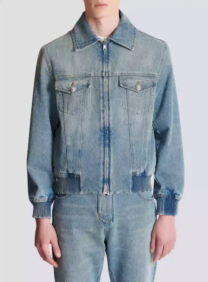 Giacca corta in denim foderata Giacca corta in denim foderata