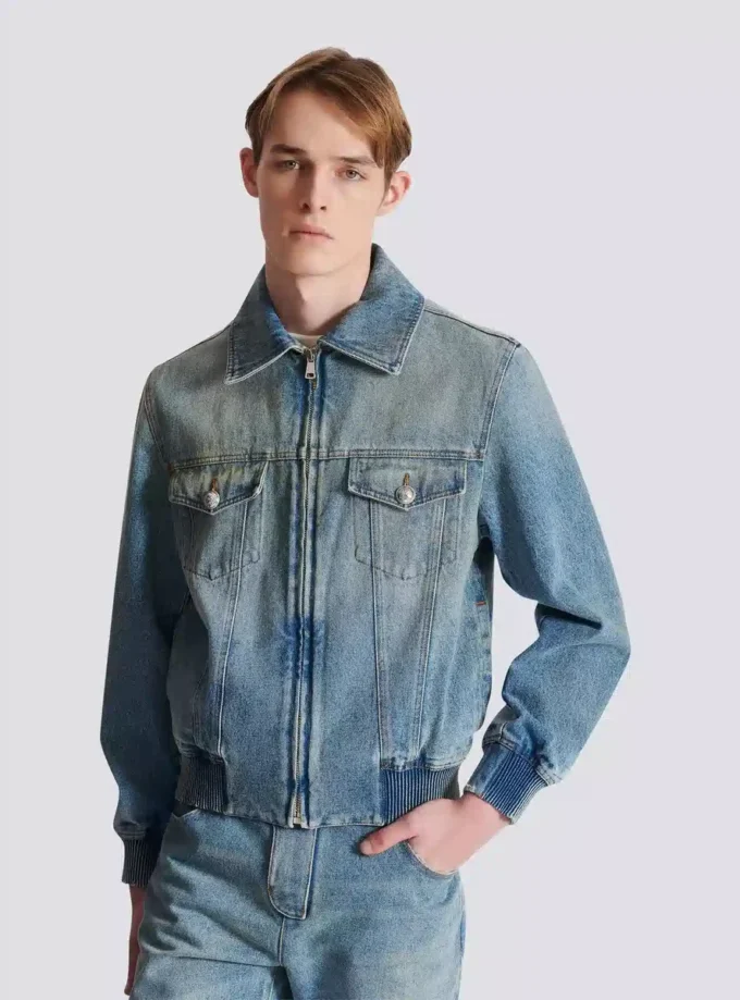 Giacca corta in denim foderata Giacca corta in denim foderata