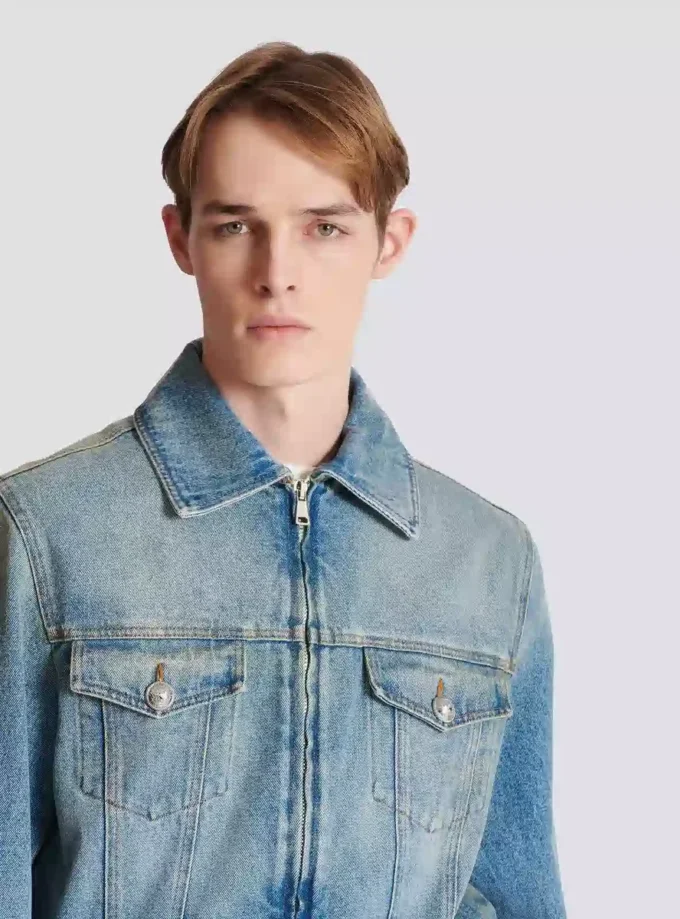 Giacca corta in denim foderata Giacca corta in denim foderata