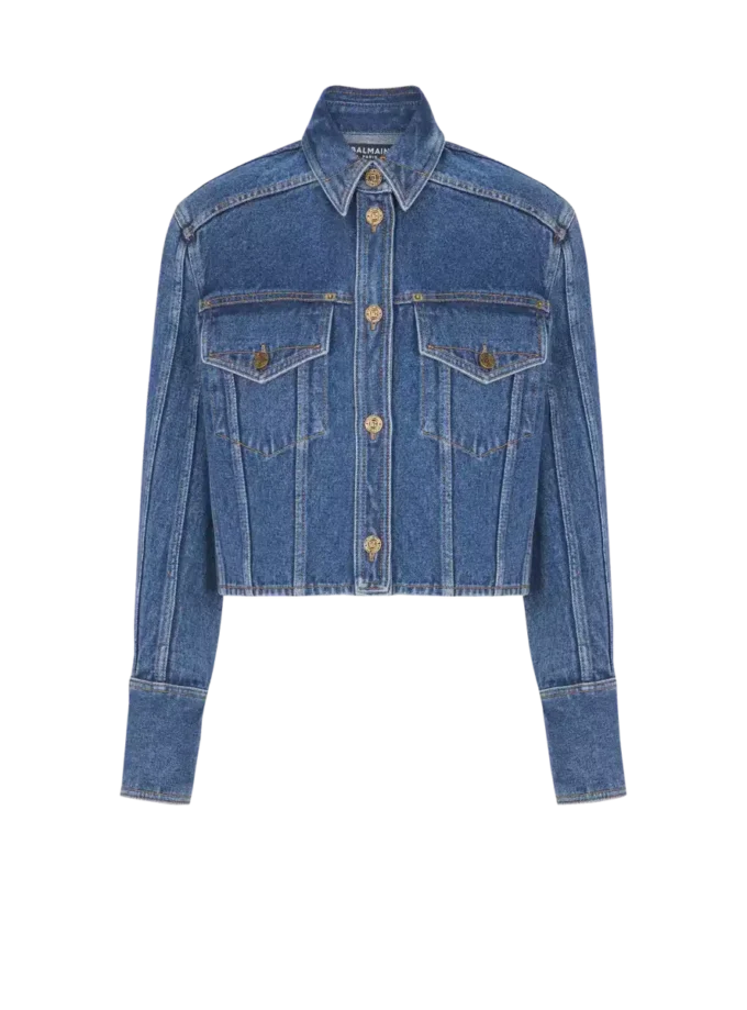 Giacca corta in denim slavato Giacca corta in denim slavato