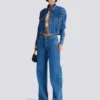 Giacca corta in denim slavato Giacca corta in denim slavato