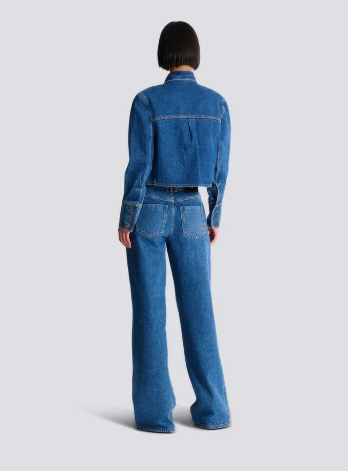 Giacca corta in denim slavato Giacca corta in denim slavato