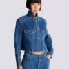 Giacca corta in denim slavato Giacca corta in denim slavato