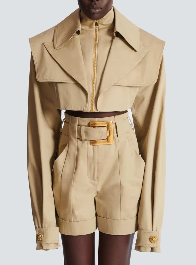Giacca corta in gabardine