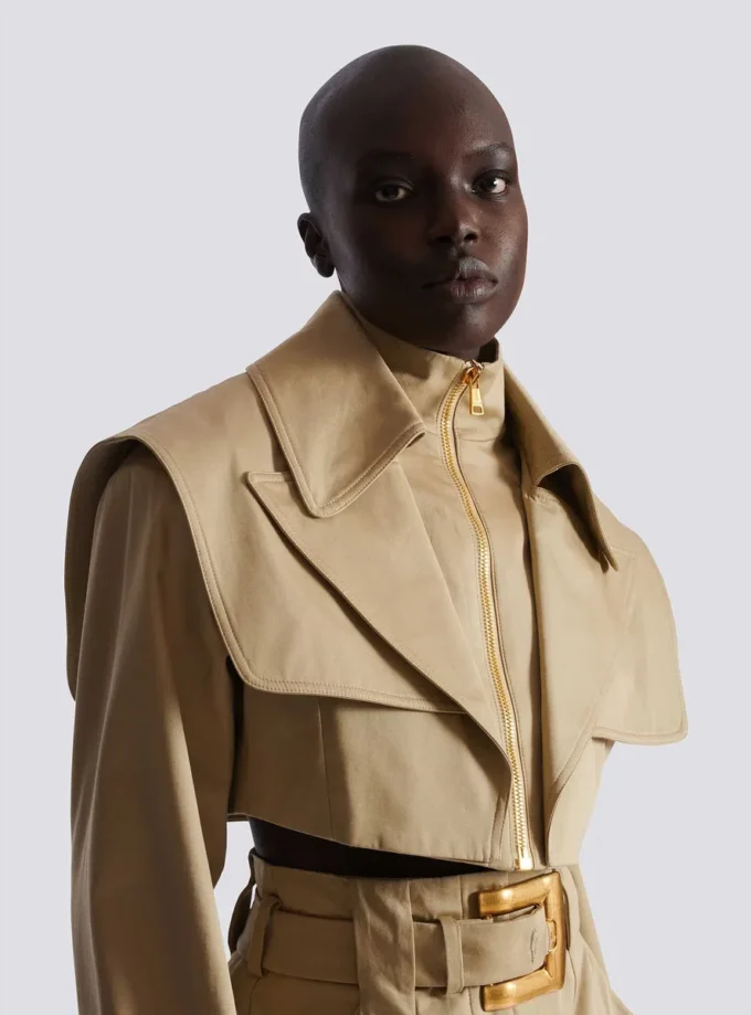 Giacca corta in gabardine