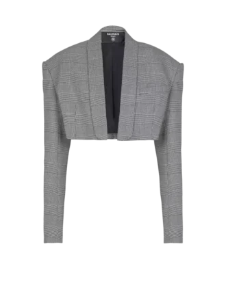 Giacca corta in jacquard Principe di Galles