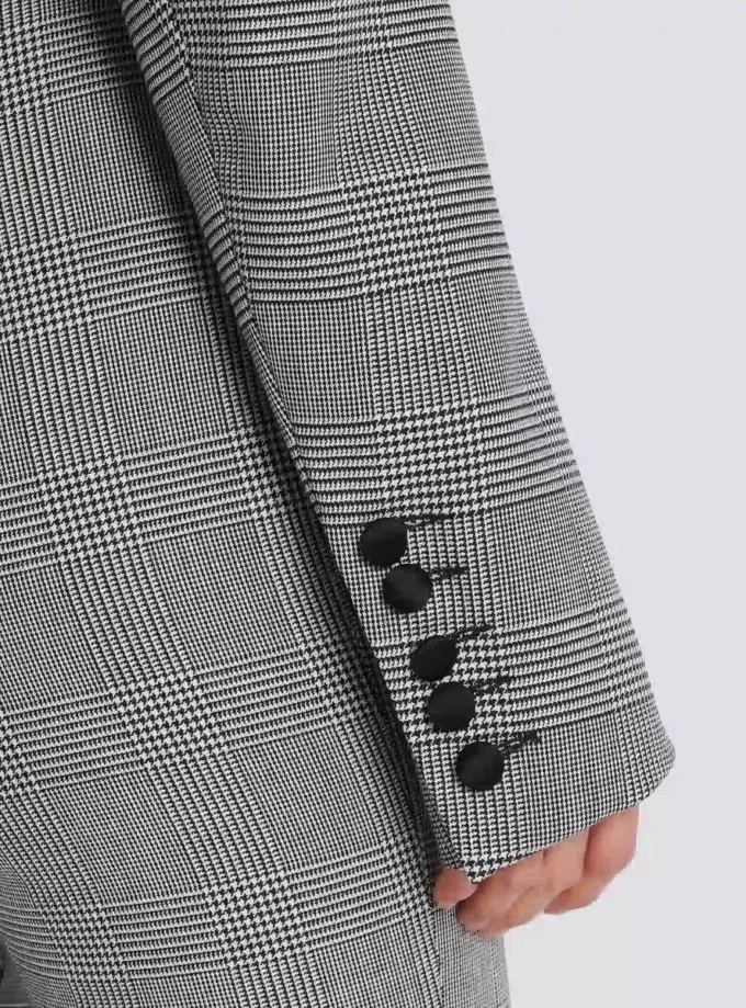 Giacca corta in jacquard Principe di Galles Giacca corta in jacquard Principe di Galles