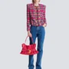 Giacca corta in tweed a quadri glitterato Giacca corta in tweed a quadri glitterato