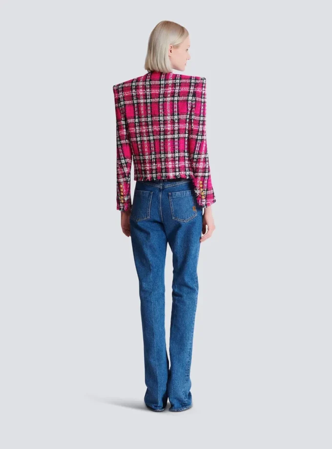 Giacca corta in tweed a quadri glitterato Giacca corta in tweed a quadri glitterato