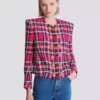 Giacca corta in tweed a quadri glitterato Giacca corta in tweed a quadri glitterato