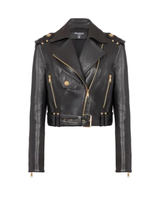 Giacca da motociclista in pelle con zip