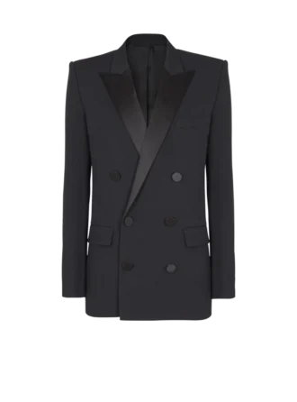 Giacca Grain de poudre con revers in raso