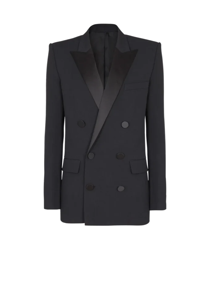 Giacca Grain de poudre con revers in raso Giacca Grain de poudre con revers in raso
