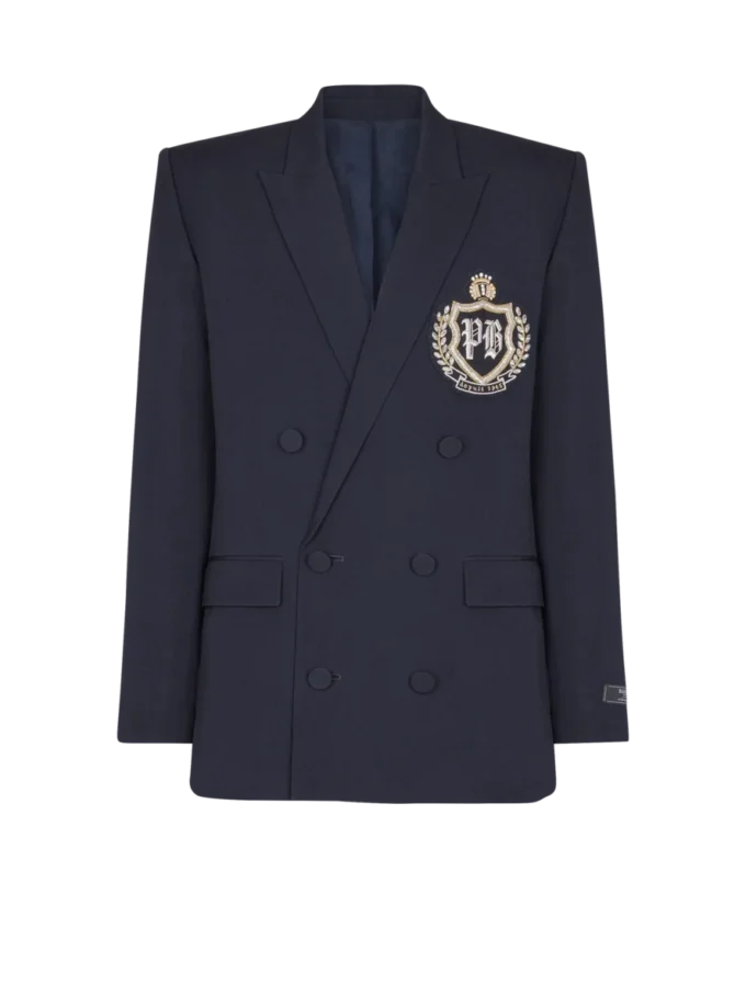 Giacca in lana con patch in cristallo