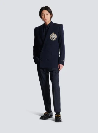Giacca in lana con patch in cristallo
