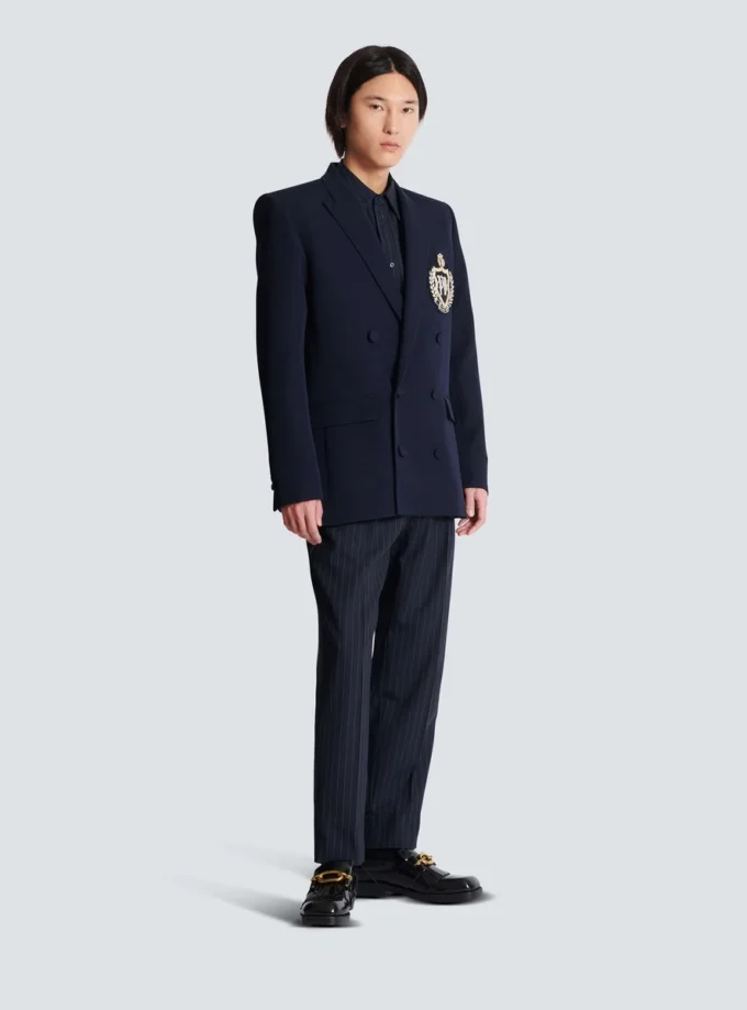 Giacca in lana con patch in cristallo