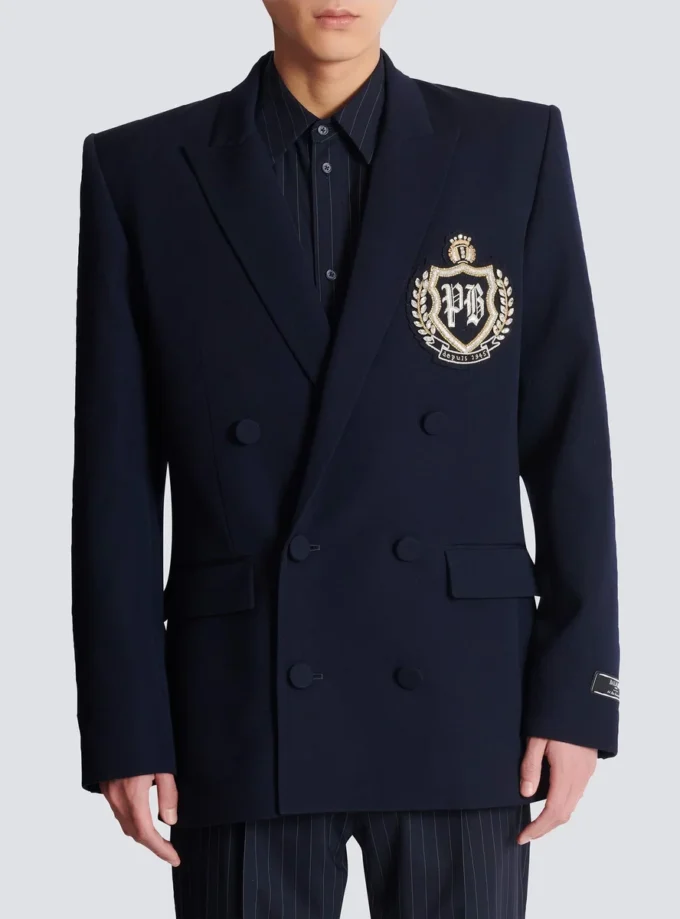 Giacca in lana con patch in cristallo