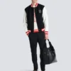 Giacca in lana e ecopelle stile college Giacca in lana e ecopelle stile college