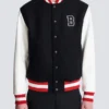 Giacca in lana e ecopelle stile college Giacca in lana e ecopelle stile college