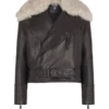 Giacca in pelle con collo in shearling Giacca in pelle con collo in shearling