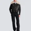 Giacca in pelle con collo in shearling Giacca in pelle con collo in shearling