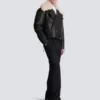 Giacca in pelle con collo in shearling Giacca in pelle con collo in shearling