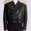 Giacca in pelle con collo in shearling Giacca in pelle con collo in shearling