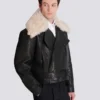Giacca in pelle con collo in shearling Giacca in pelle con collo in shearling