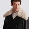 Giacca in pelle con collo in shearling Giacca in pelle con collo in shearling