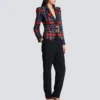Giacca in tweed a quadri con cintura Giacca in tweed a quadri con cintura