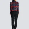 Giacca in tweed a quadri con cintura Giacca in tweed a quadri con cintura