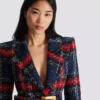 Giacca in tweed a quadri con cintura Giacca in tweed a quadri con cintura