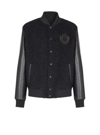 Giacca in tweed universitario e ecopelle