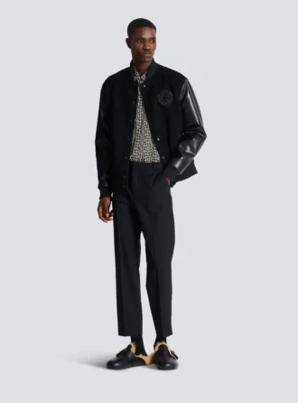 Giacca in tweed universitario e ecopelle