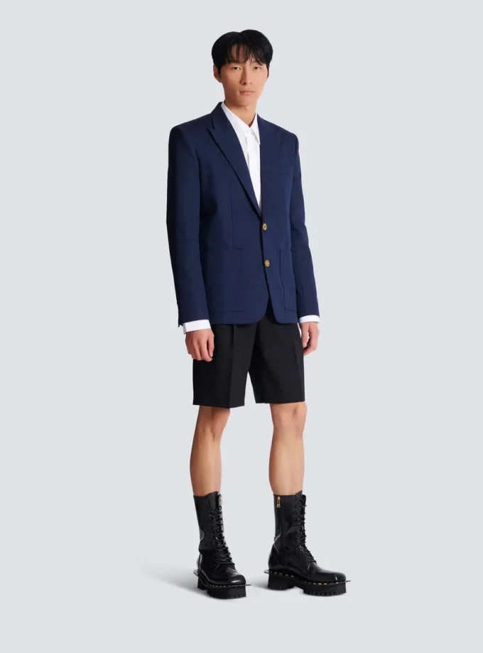 Giacca in twill di cotone con 2 bottoni