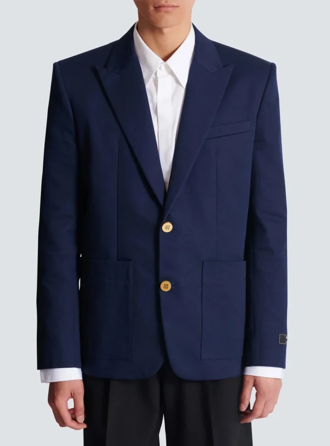 Giacca in twill di cotone con 2 bottoni