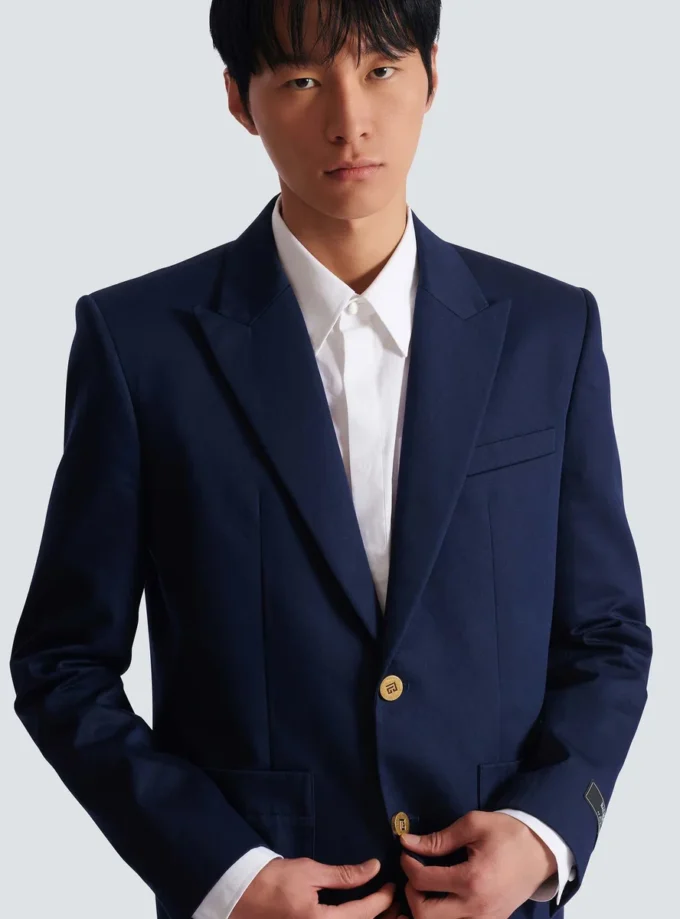 Giacca in twill di cotone con 2 bottoni