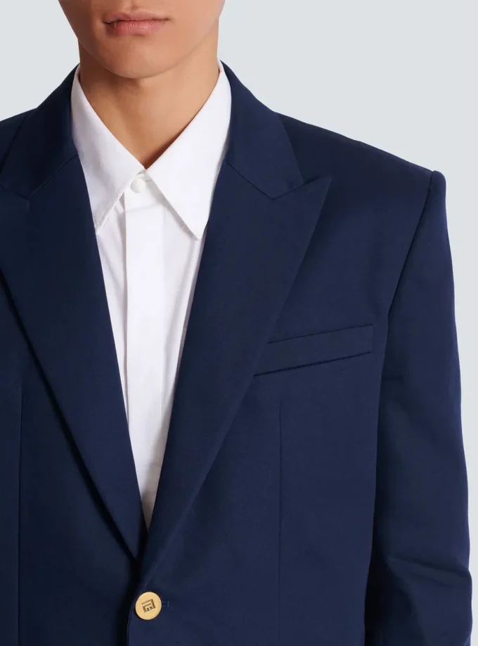 Giacca in twill di cotone con 2 bottoni