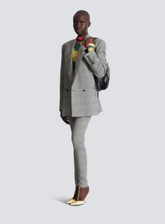 Giacca oversize in jacquard Principe di Galles