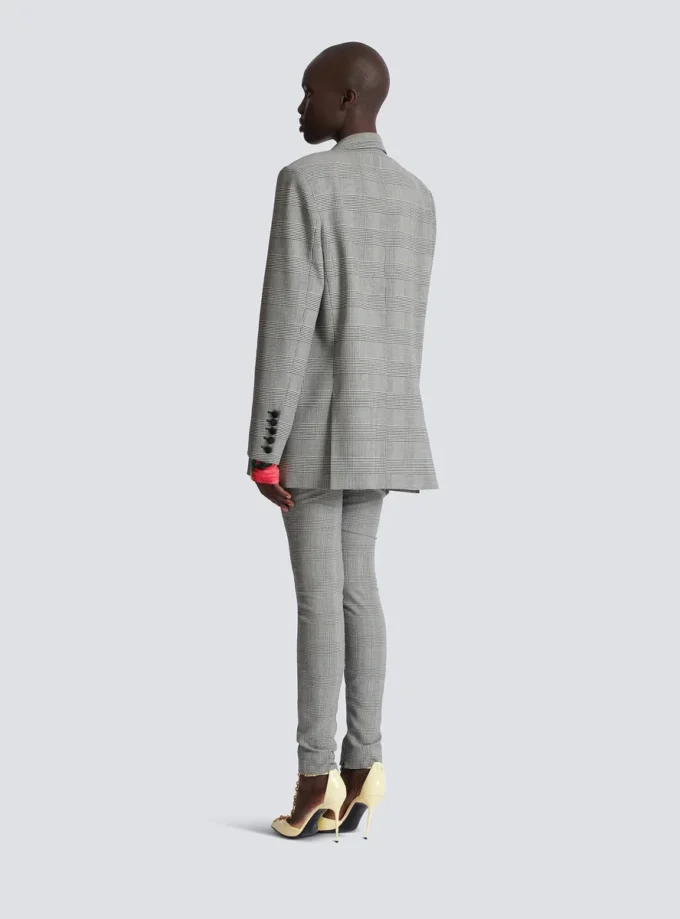 Giacca oversize in jacquard Principe di Galles